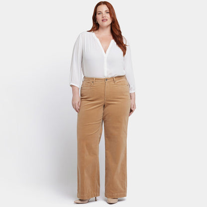 Teresa Wide Leg Pants In Plus Size - Sand Dune