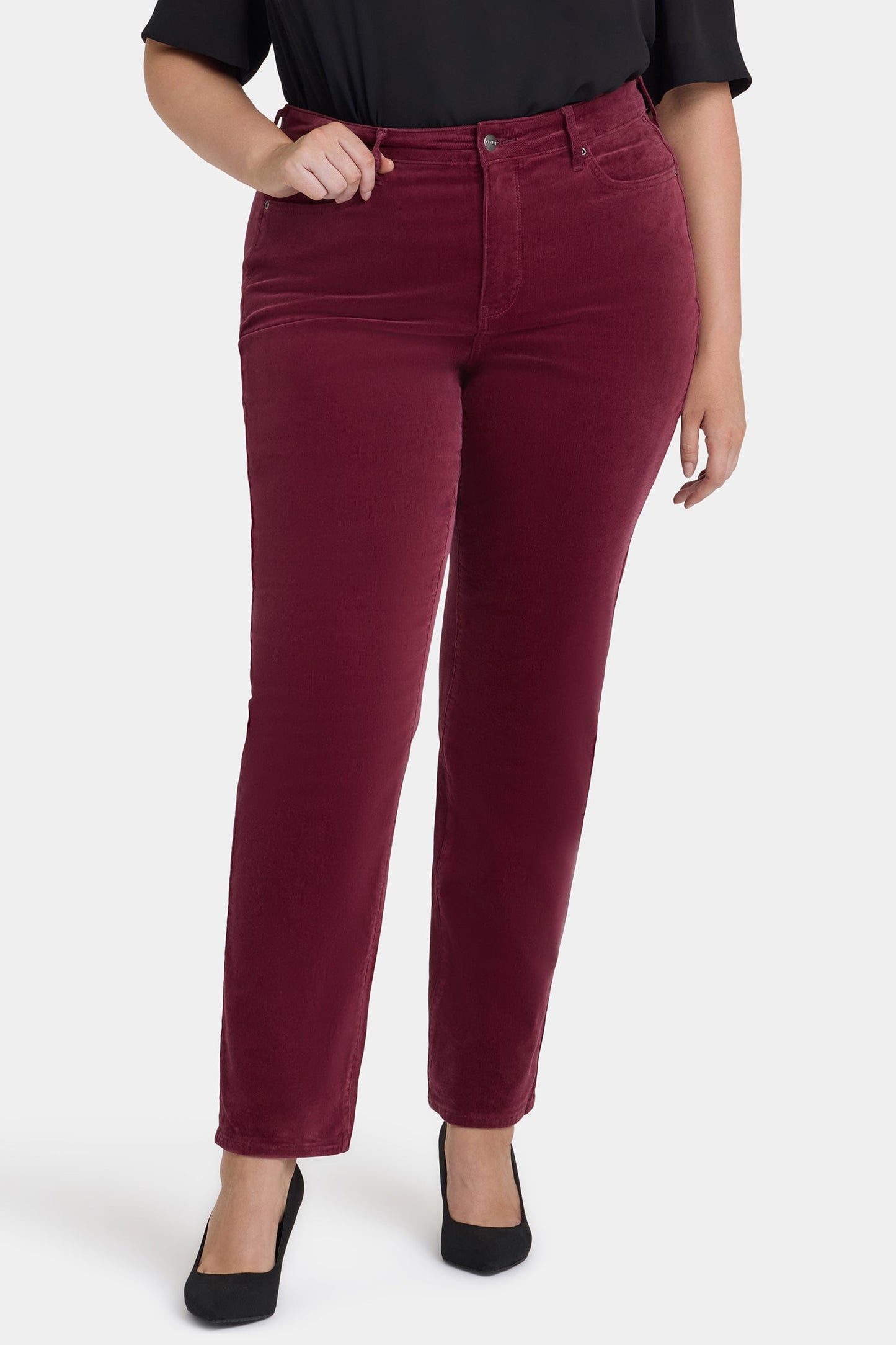 Marilyn Straight Pants In Plus Size - Sienna Red