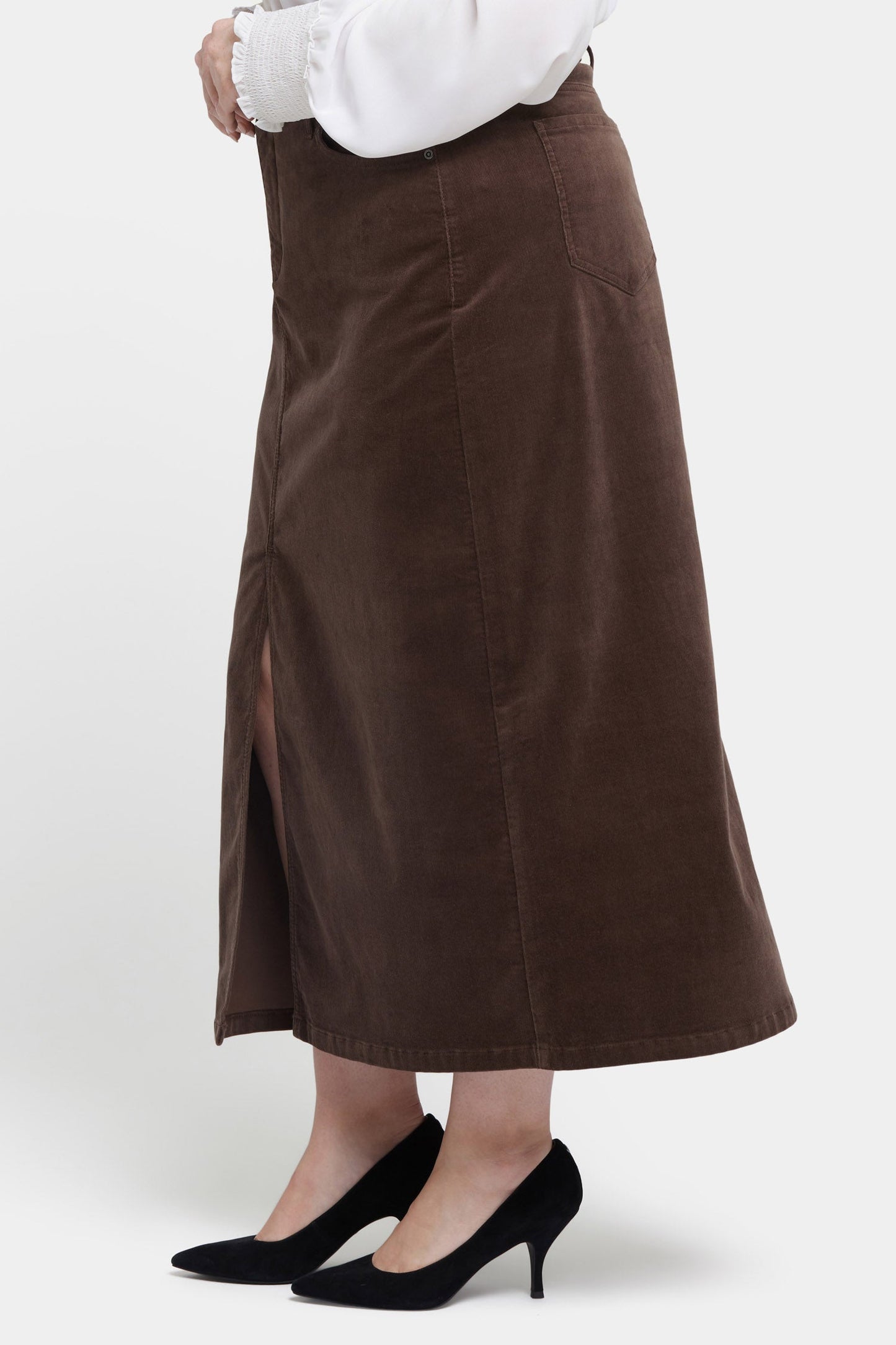 High Rise Long Skirt In Plus Size - Coffee Bean