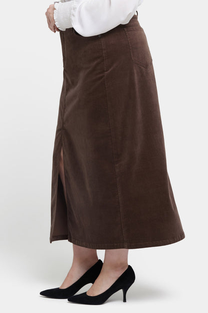 High Rise Long Skirt In Plus Size - Coffee Bean