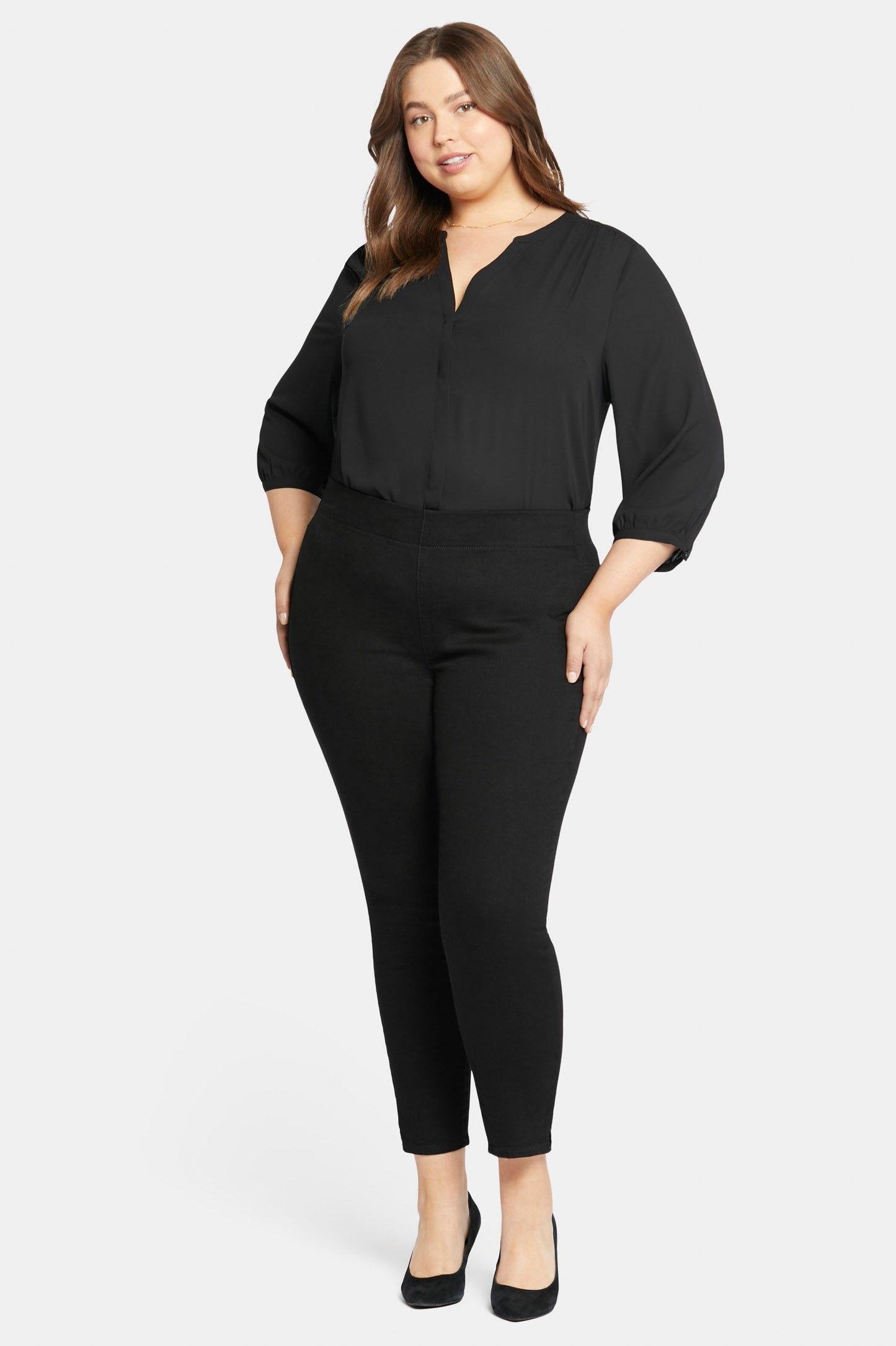 Skinny Ankle Pull-on Jeans In Plus Size - Black