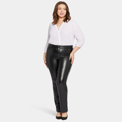 Faux Leather Marilyn Straight Pants In Plus Size - Black
