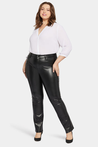 Faux Leather Marilyn Straight Pants In Plus Size - Black