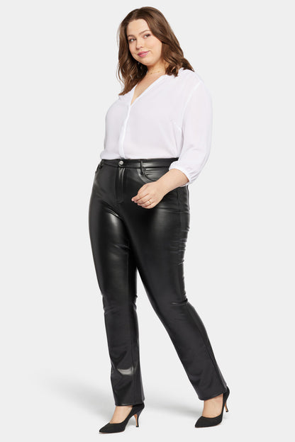 Faux Leather Marilyn Straight Pants In Plus Size - Black