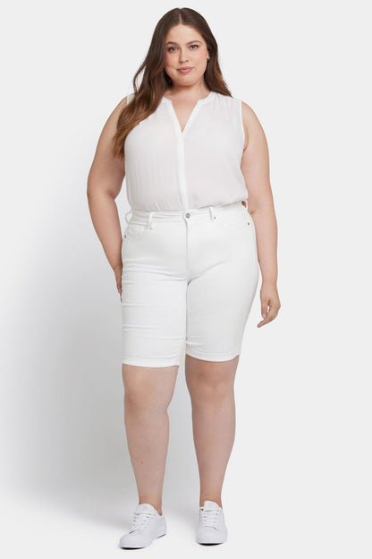Briella 11 Inch Denim Shorts In Plus Size - Optic White