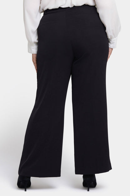 Wide Leg Trouser Pants In Plus Size - Black