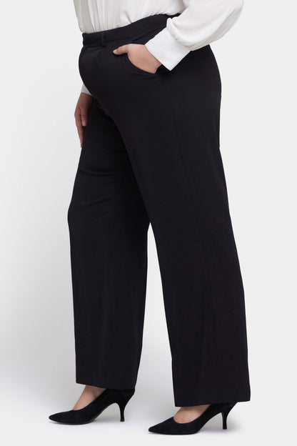 Wide Leg Trouser Pants In Plus Size - Black