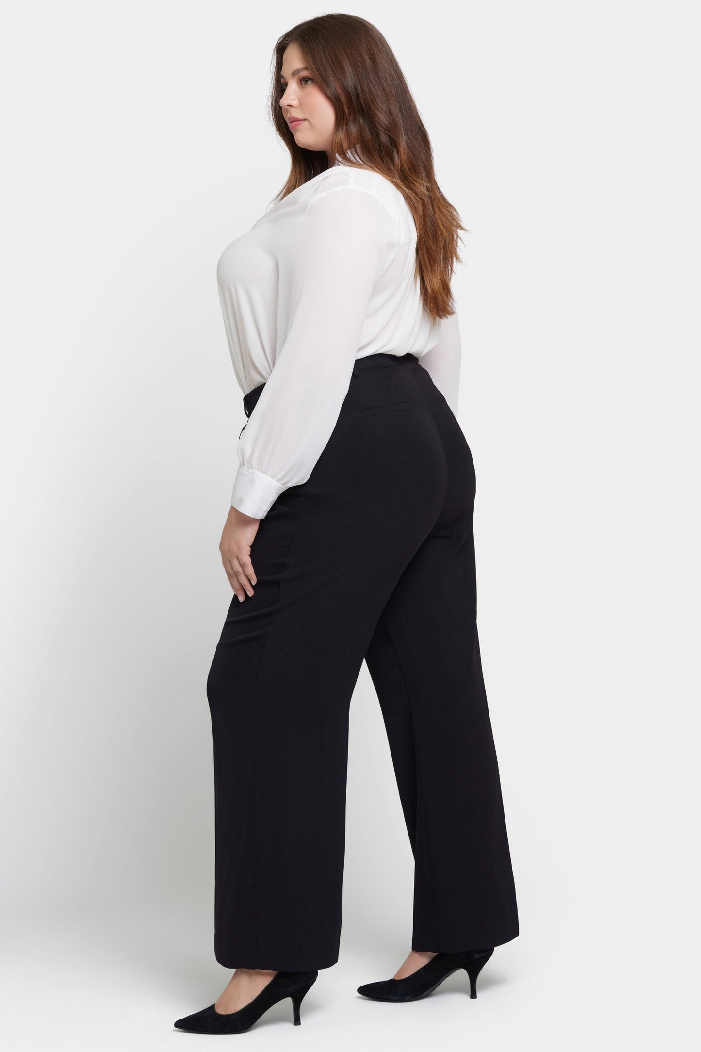 Wide Leg Trouser Pants In Plus Size - Black