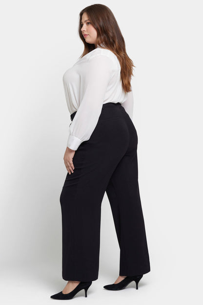 Wide Leg Trouser Pants In Plus Size - Black