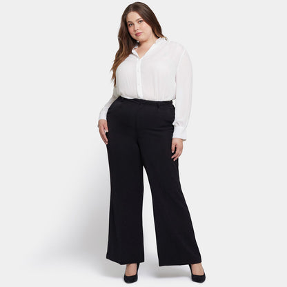 Wide Leg Trouser Pants In Plus Size - Black