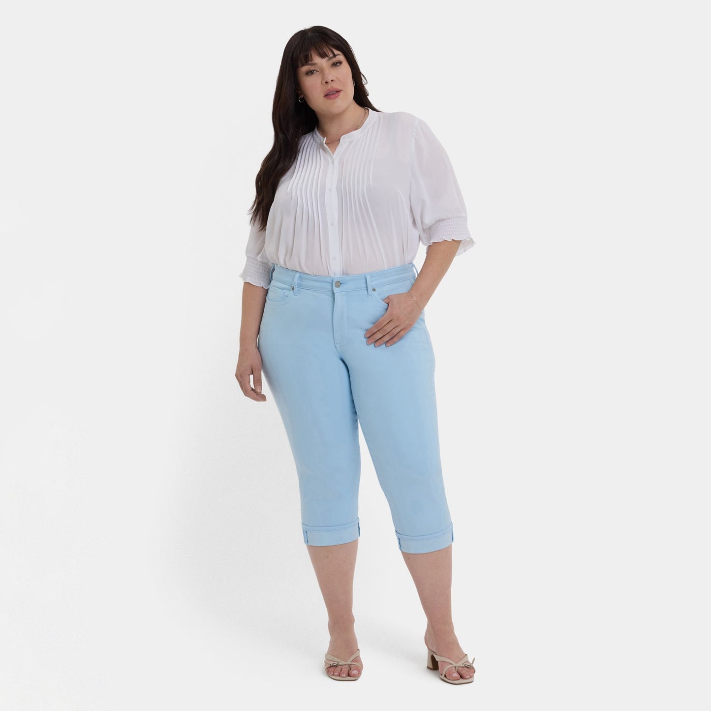 Marilyn Straight Crop Jeans In Plus Size - Aquatic
