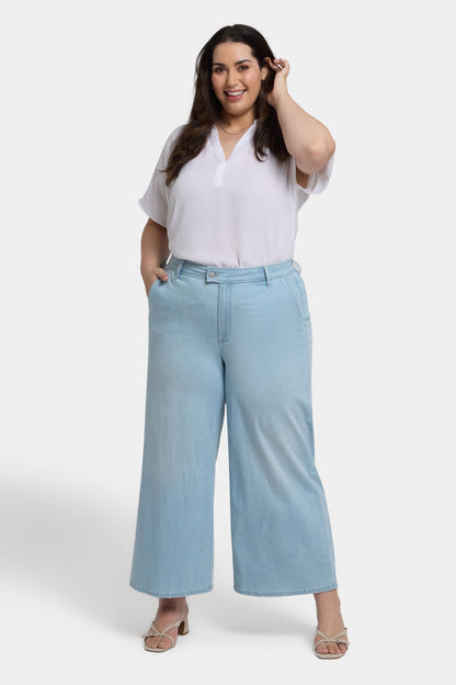 Mona Wide Leg Trouser Ankle Jeans In Plus Size - Clear Waters