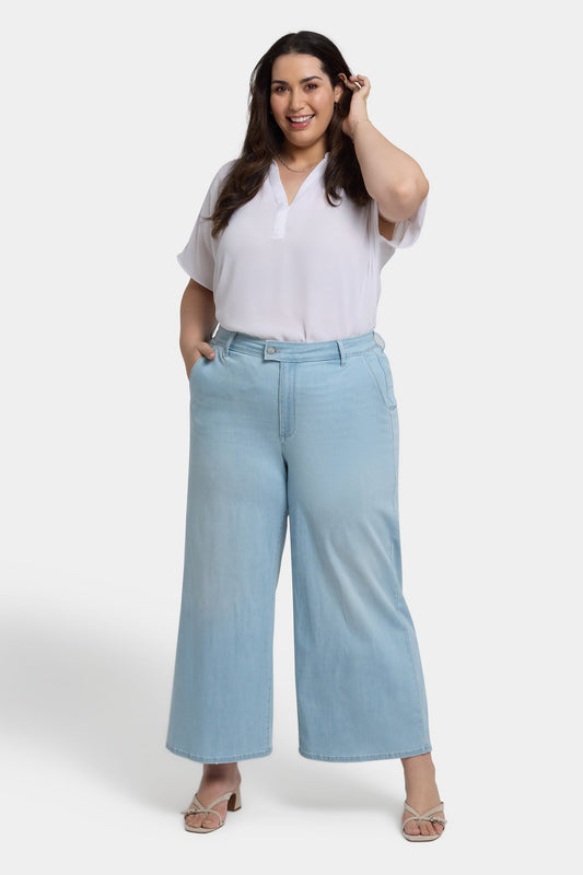 Mona Wide Leg Trouser Ankle Jeans In Plus Size - Clear Waters