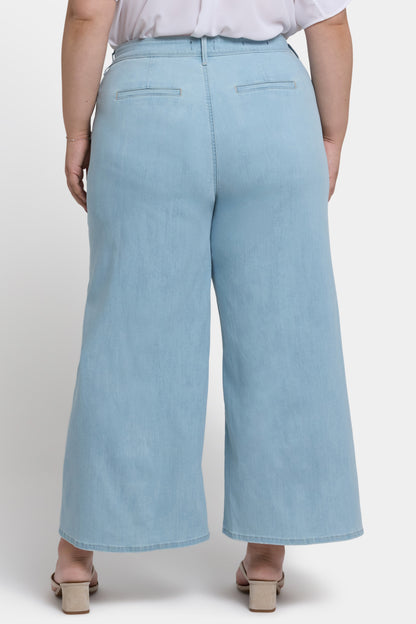 Mona Wide Leg Trouser Ankle Jeans In Plus Size - Clear Waters