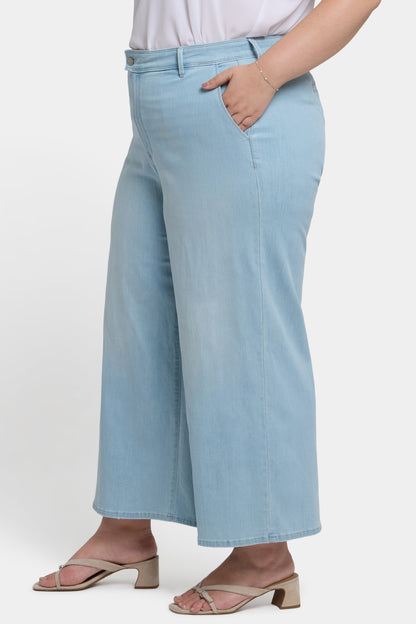 Mona Wide Leg Trouser Ankle Jeans In Plus Size - Clear Waters