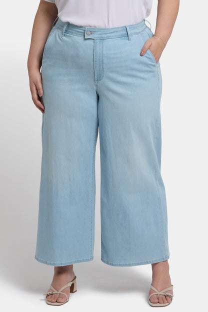 Mona Wide Leg Trouser Ankle Jeans In Plus Size - Clear Waters