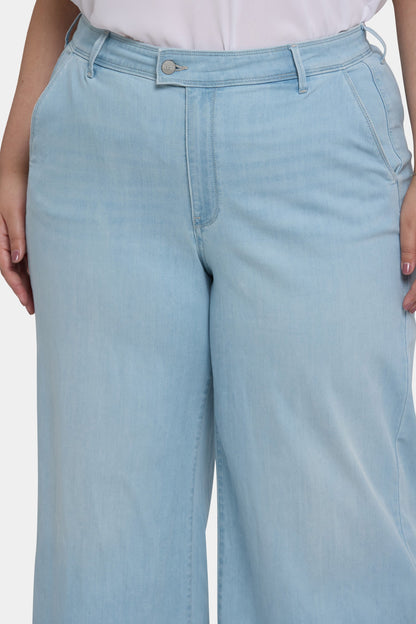 Mona Wide Leg Trouser Ankle Jeans In Plus Size - Clear Waters