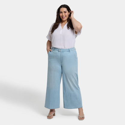 Mona Wide Leg Trouser Ankle Jeans In Plus Size - Clear Waters