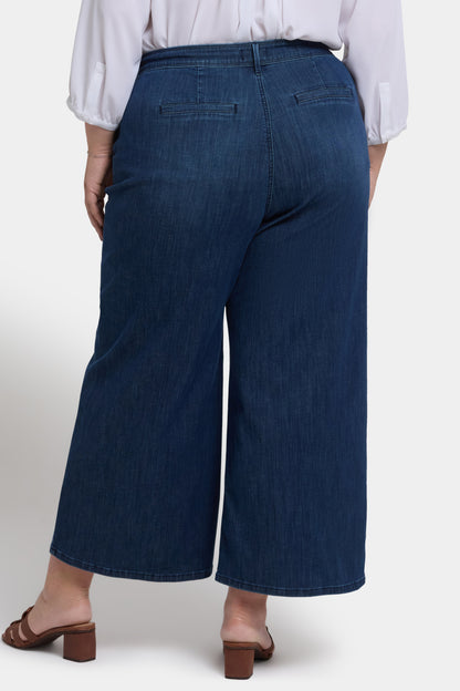 Mona Wide Leg Trouser Ankle Jeans In Plus Size - Ibiza Blues