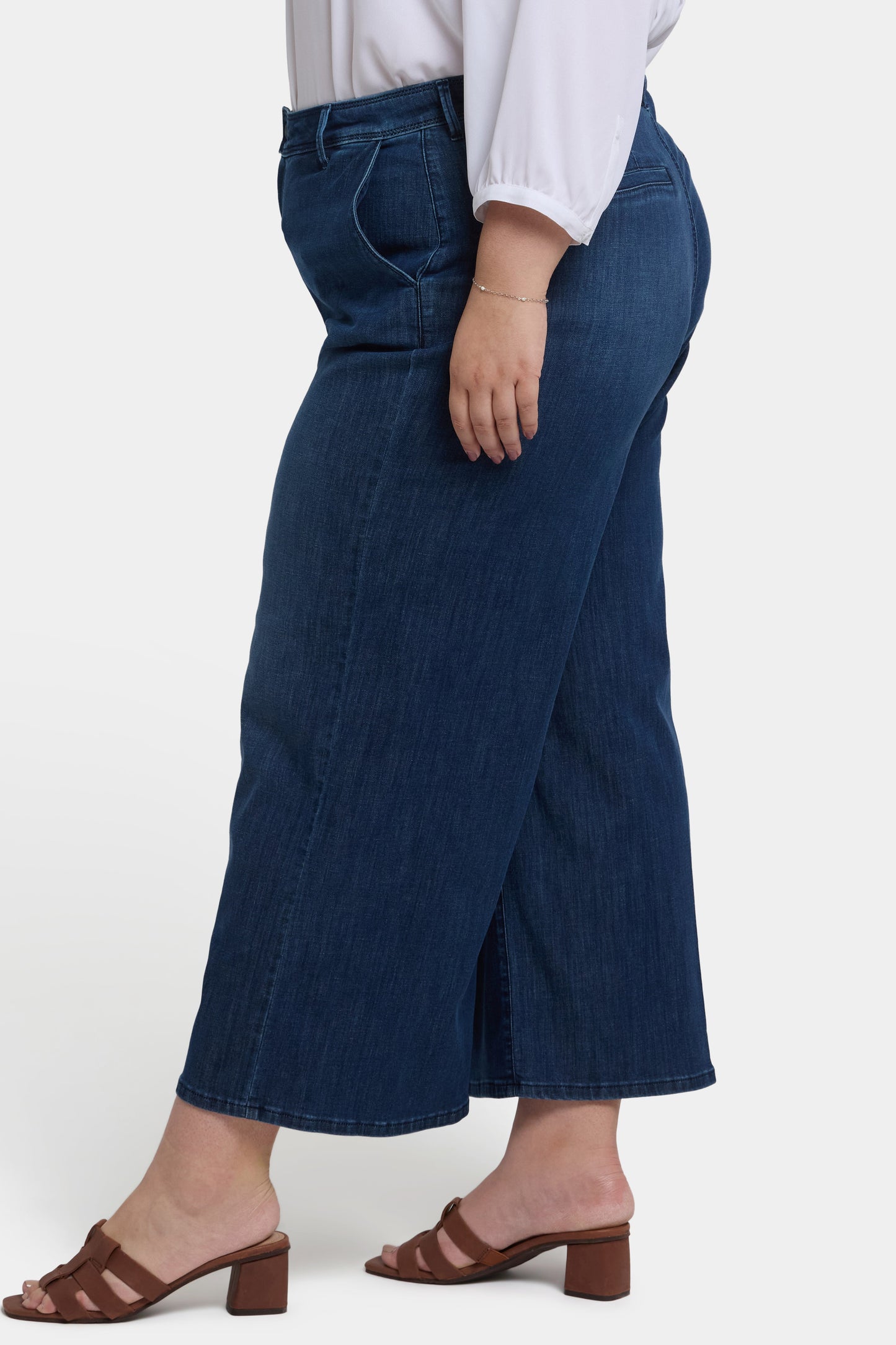 Mona Wide Leg Trouser Ankle Jeans In Plus Size - Ibiza Blues