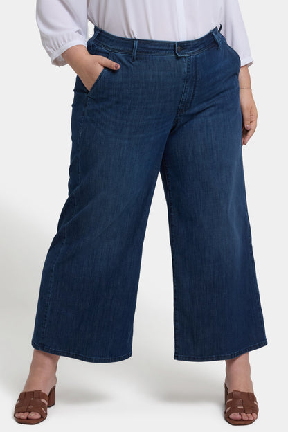 Mona Wide Leg Trouser Ankle Jeans In Plus Size - Ibiza Blues