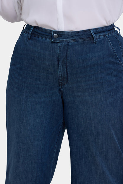 Mona Wide Leg Trouser Ankle Jeans In Plus Size - Ibiza Blues