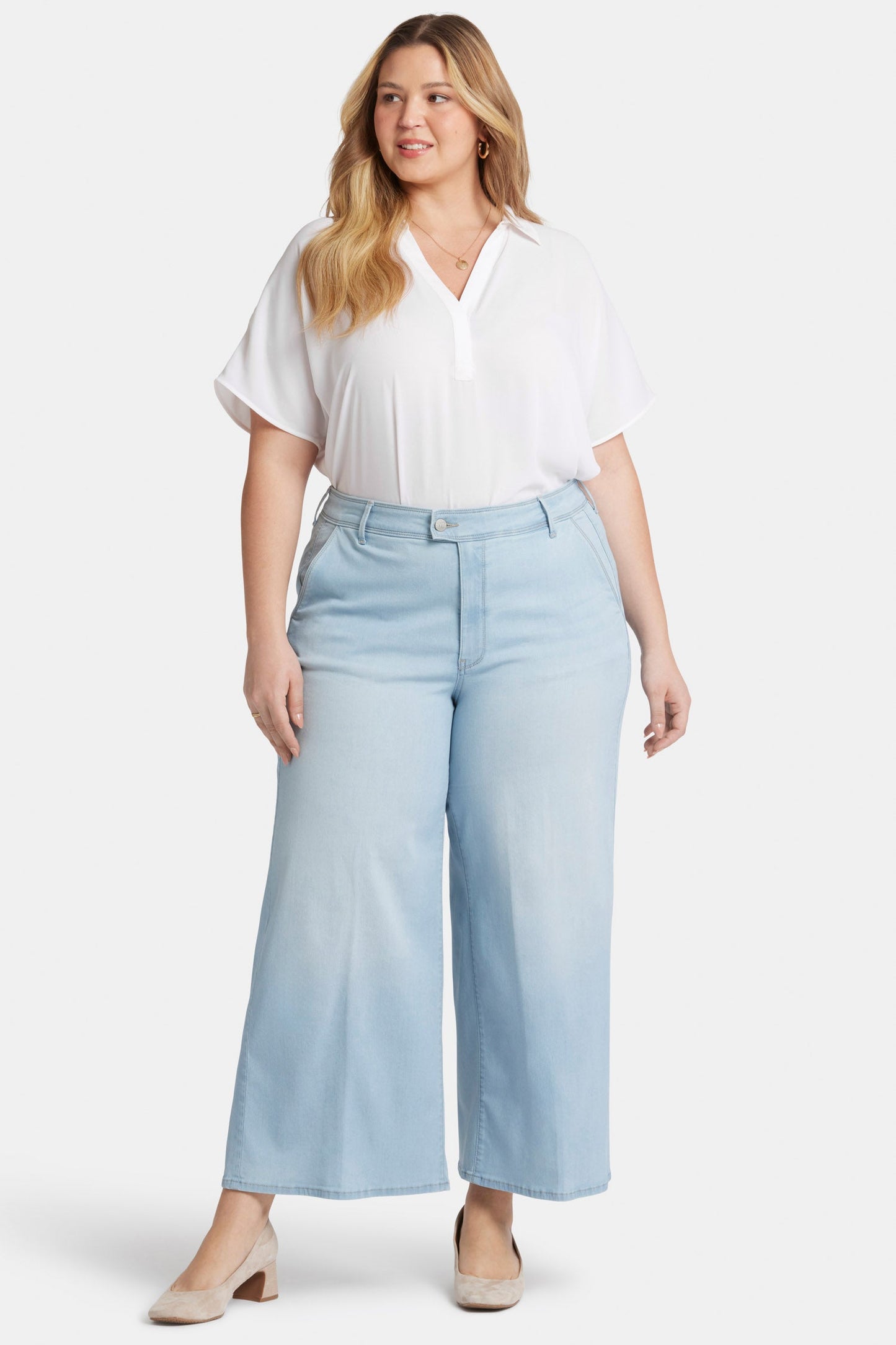 Mona Wide Leg Trouser Ankle Jeans In Plus Size - Oceanfront