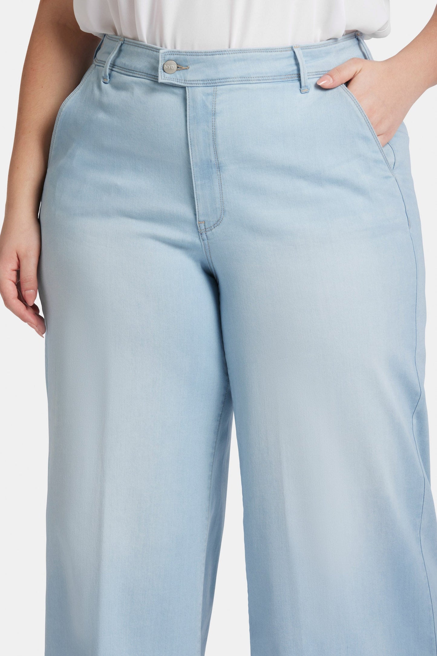Mona Wide Leg Trouser Ankle Jeans In Plus Size - Oceanfront