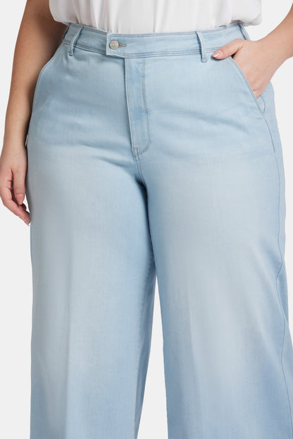 Mona Wide Leg Trouser Ankle Jeans In Plus Size - Oceanfront