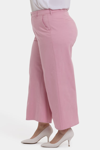 Mona Wide Leg Trouser Ankle Jeans In Plus Size - Pink Nectar