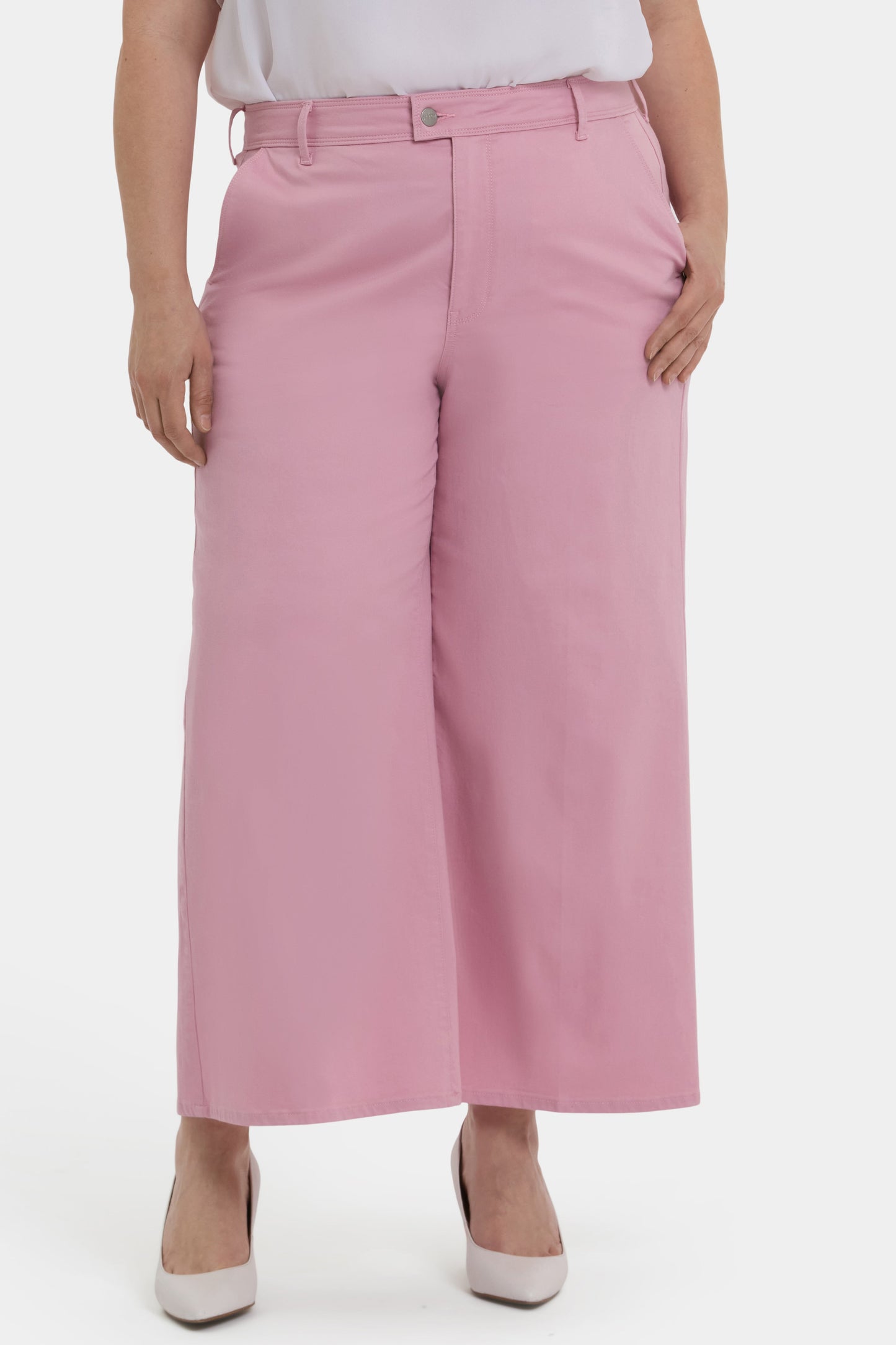 Mona Wide Leg Trouser Ankle Jeans In Plus Size - Pink Nectar