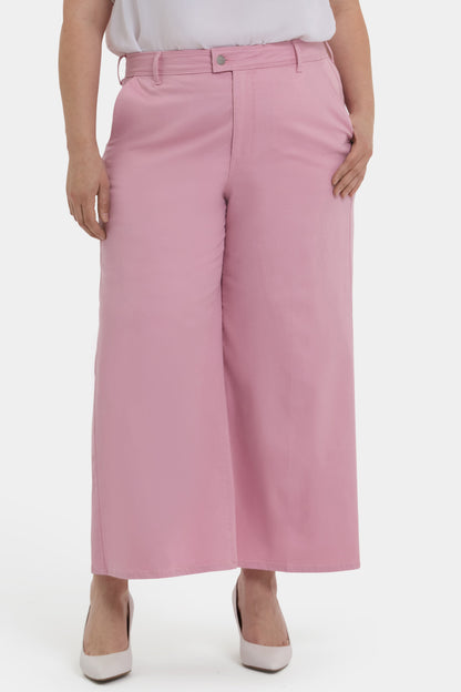 Mona Wide Leg Trouser Ankle Jeans In Plus Size - Pink Nectar