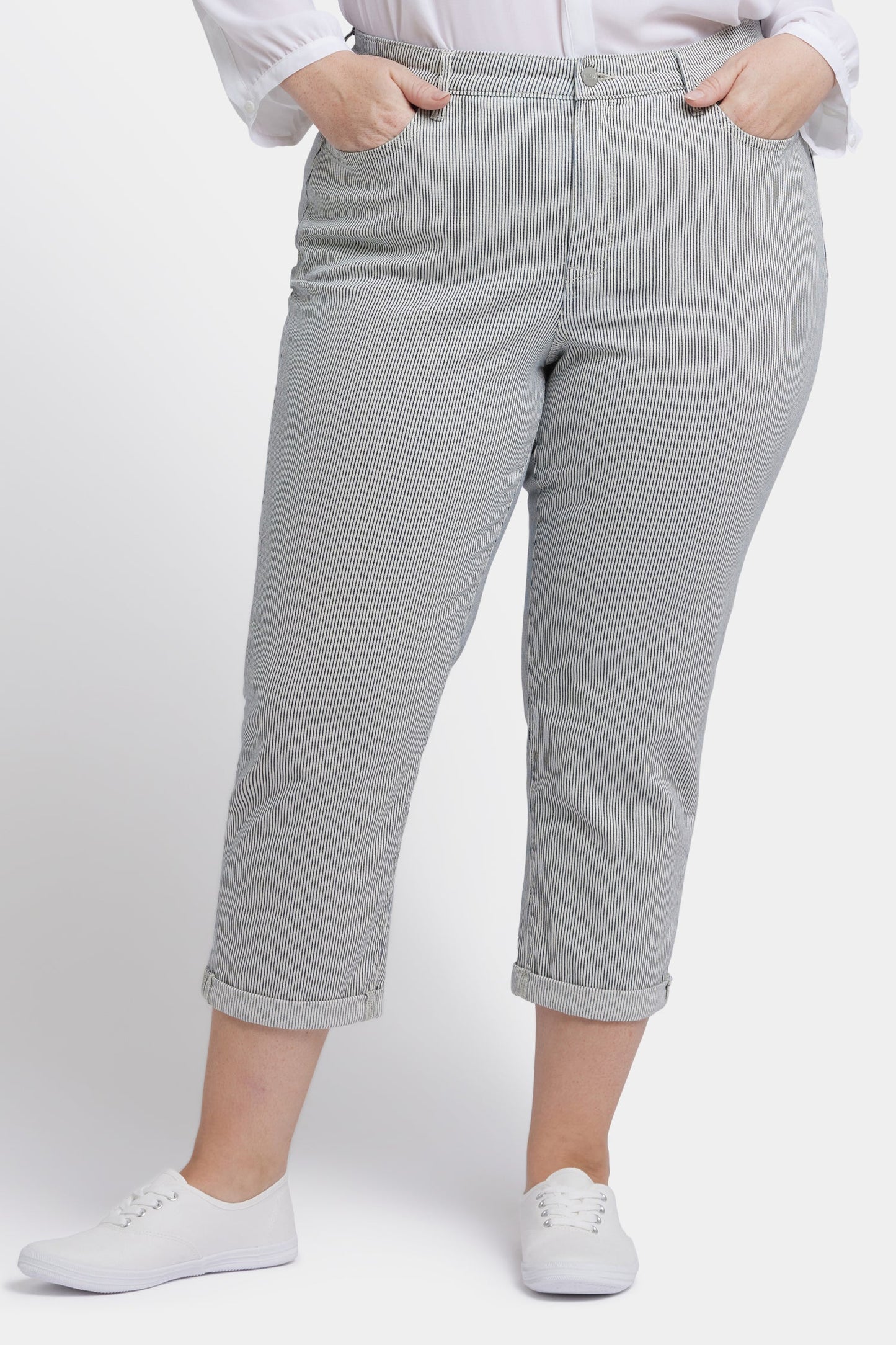 Chloe Skinny Capri Jeans In Plus Size - Luarca Stripe