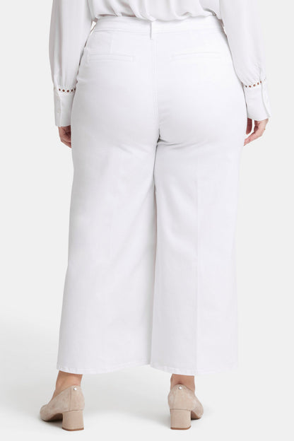 Mona Wide Leg Trouser Ankle Jeans In Plus Size - Optic White