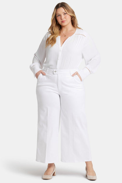 Mona Wide Leg Trouser Ankle Jeans In Plus Size - Optic White