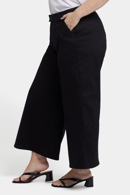 Mona Wide Leg Trouser Ankle Jeans In Plus Size - Black
