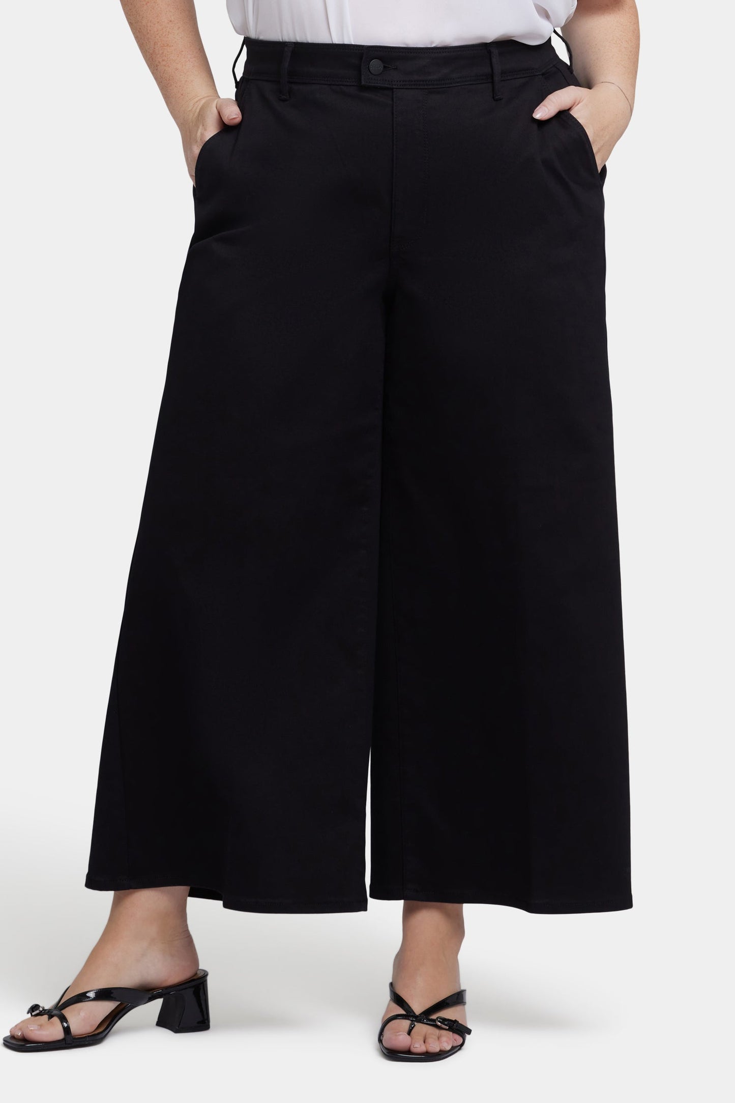 Mona Wide Leg Trouser Ankle Jeans In Plus Size - Black