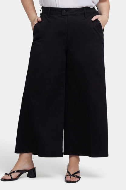 Mona Wide Leg Trouser Ankle Jeans In Plus Size - Black