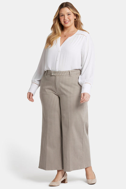 Mona Wide Leg Trouser Ankle Jeans In Plus Size - Boardwalk Stripe