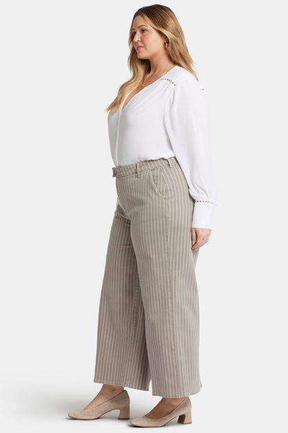 Mona Wide Leg Trouser Ankle Jeans In Plus Size - Boardwalk Stripe