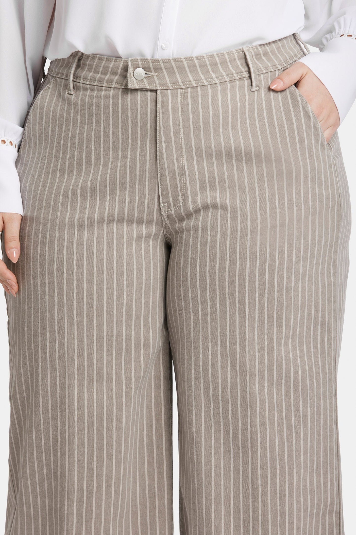 Mona Wide Leg Trouser Ankle Jeans In Plus Size - Boardwalk Stripe