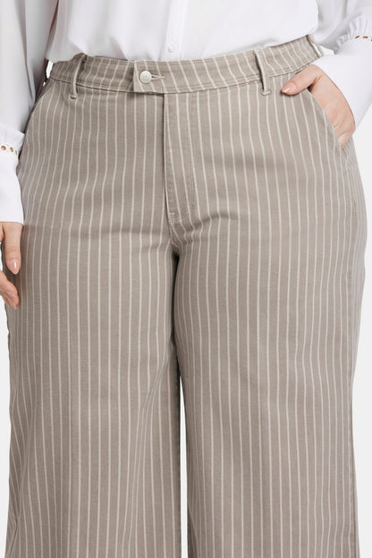 Mona Wide Leg Trouser Ankle Jeans In Plus Size - Boardwalk Stripe