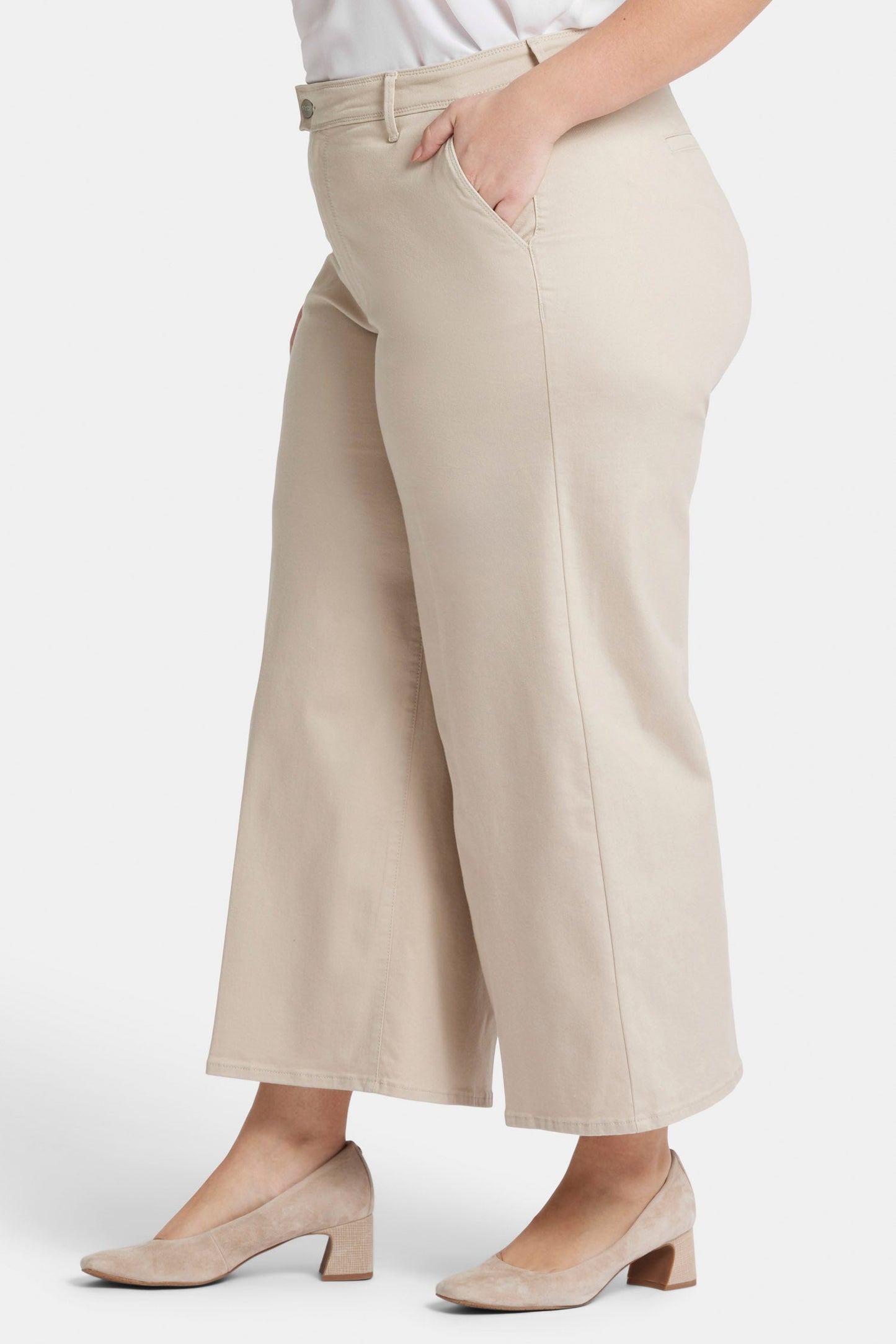 Mona Wide Leg Trouser Ankle Jeans In Plus Size - Feather