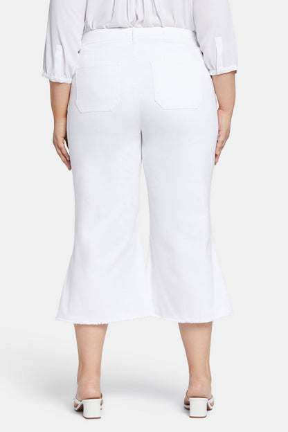 Patchie Wide Leg Capri Jeans In Plus Size - Optic White