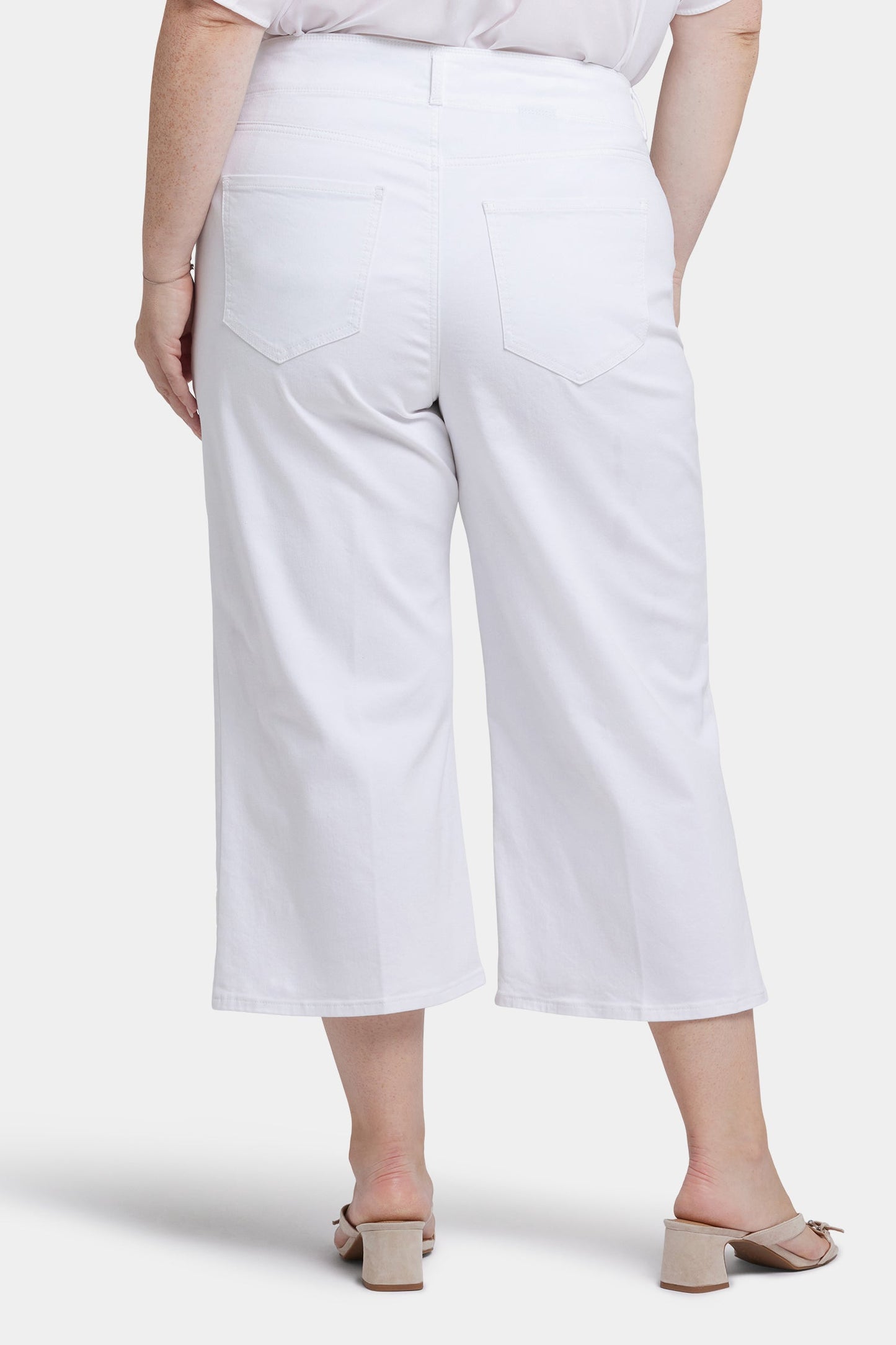 Brigitte Wide Leg Capri Jeans In Plus Size - Optic White