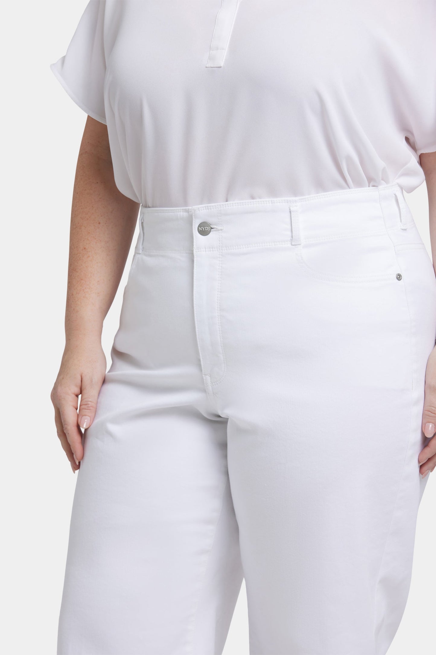 Brigitte Wide Leg Capri Jeans In Plus Size - Optic White