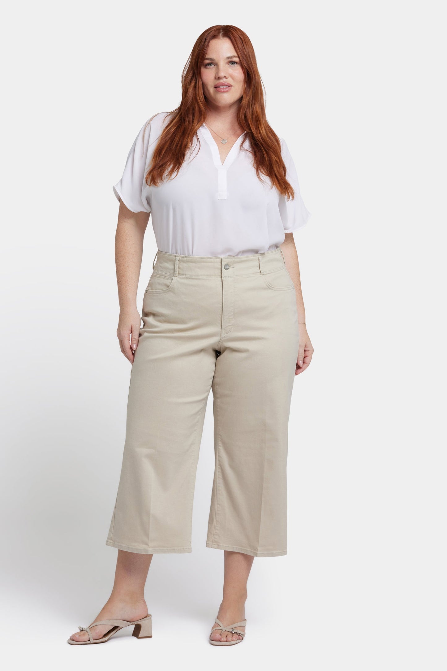 Brigitte Wide Leg Capri Jeans In Plus Size - Feather