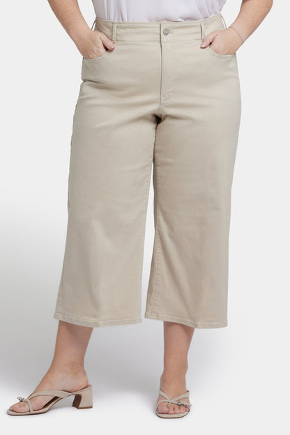 Brigitte Wide Leg Capri Jeans In Plus Size - Feather