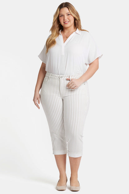 Marilyn Straight Crop Jeans In Plus Size - Beach Cruise Stripe