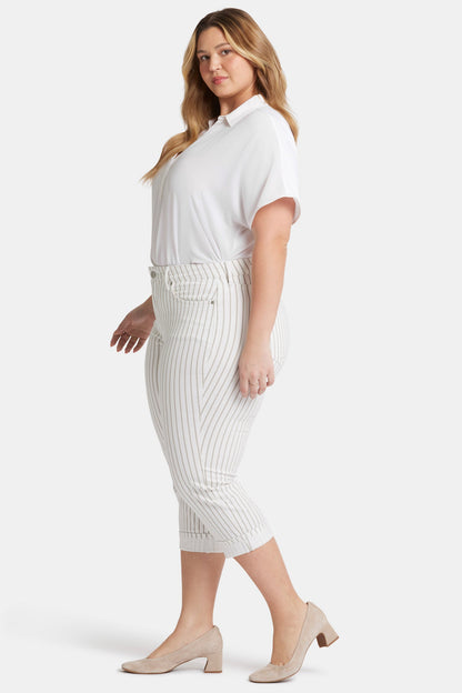 Marilyn Straight Crop Jeans In Plus Size - Beach Cruise Stripe